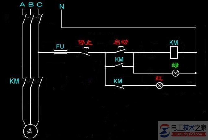 三相电动机直接启动控制线路图